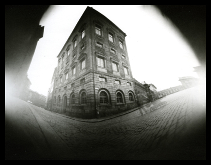 Stockholm's Old town, taken with a cardboard cylinder camera